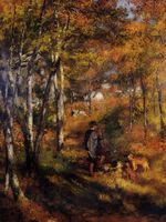 Ренуар Художник Жюль ле Кер в лесу Фонтенбло на прогулке со своей собакой 1866г